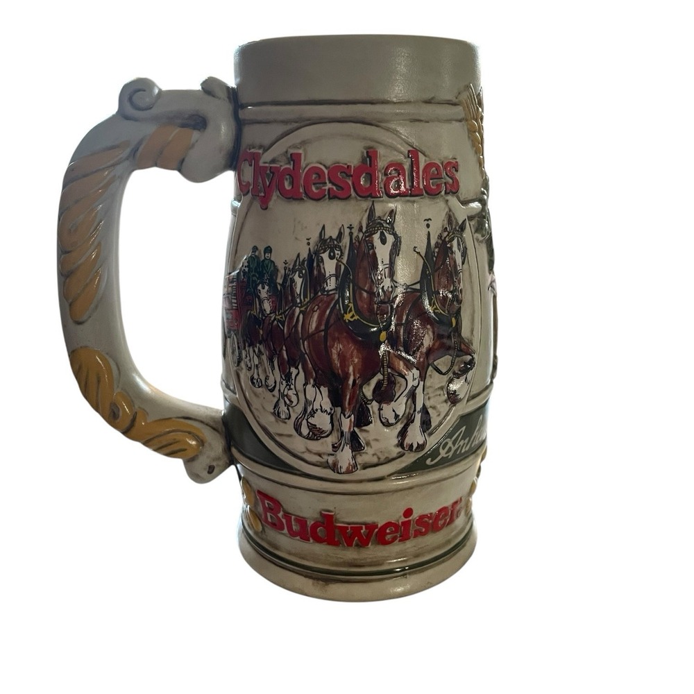 Budweiser Clydesdale's Vintage 50th Anniversary‎ Holiday Beer Stein Mug 1982